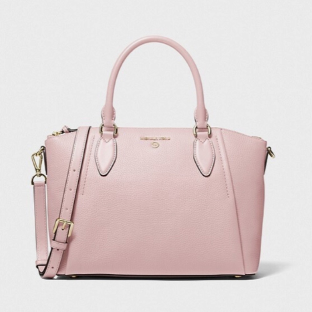 MICHAEL KORS Most Popular "Sienna" Pebble Leather Satchel in Smokey Rose NWT